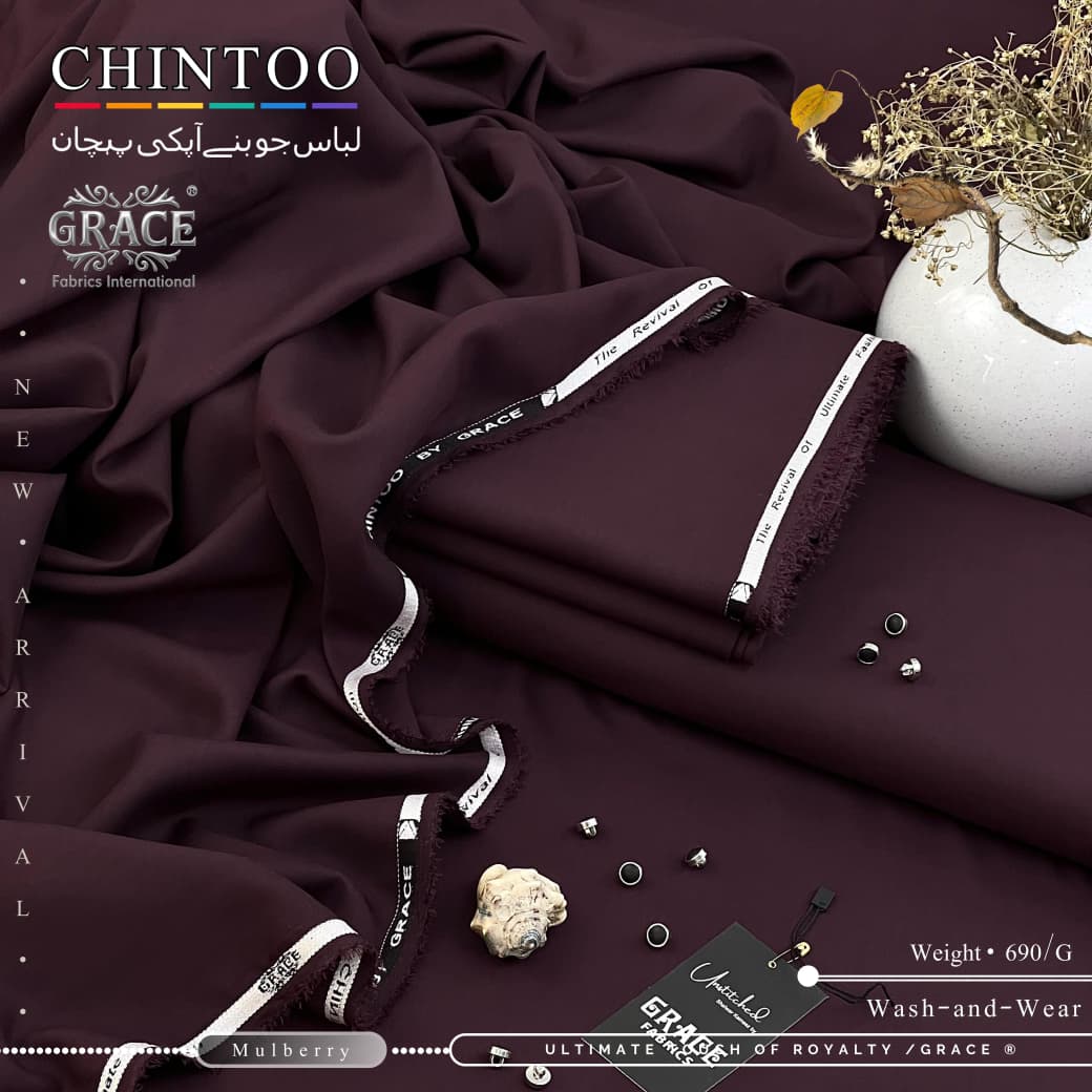 Grace Chintoo Premium Wash N Wear Fabric - Burgundy
