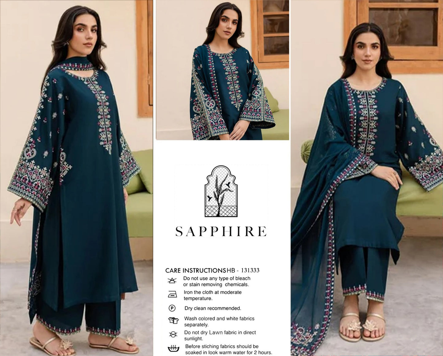 Sapphire Summer Lawn Embroidered 3 Piece - SP 131333