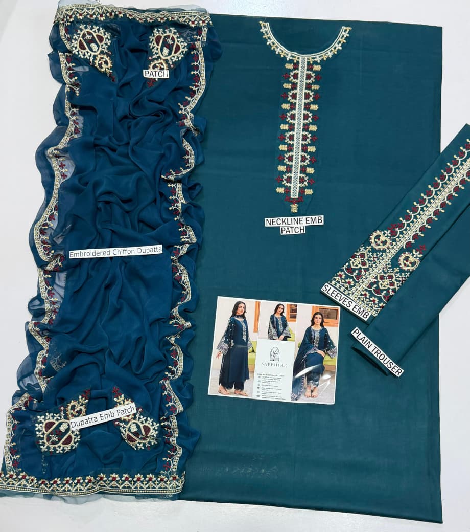 Sapphire Summer Lawn Embroidered 3 Piece - SP 131333