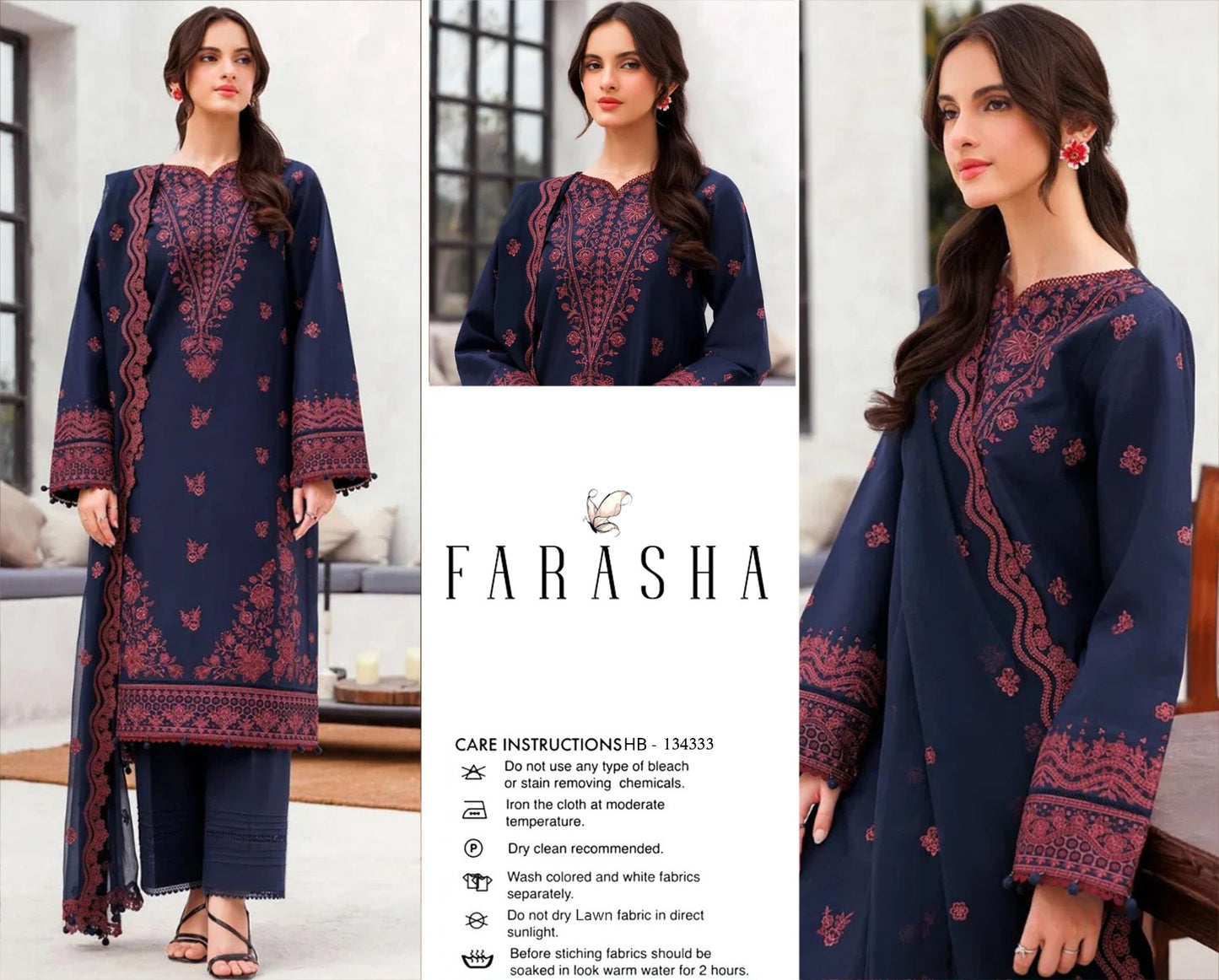 Farasha Summer Lawn 2026 - BR 134333 | Embroidered 3 Piece