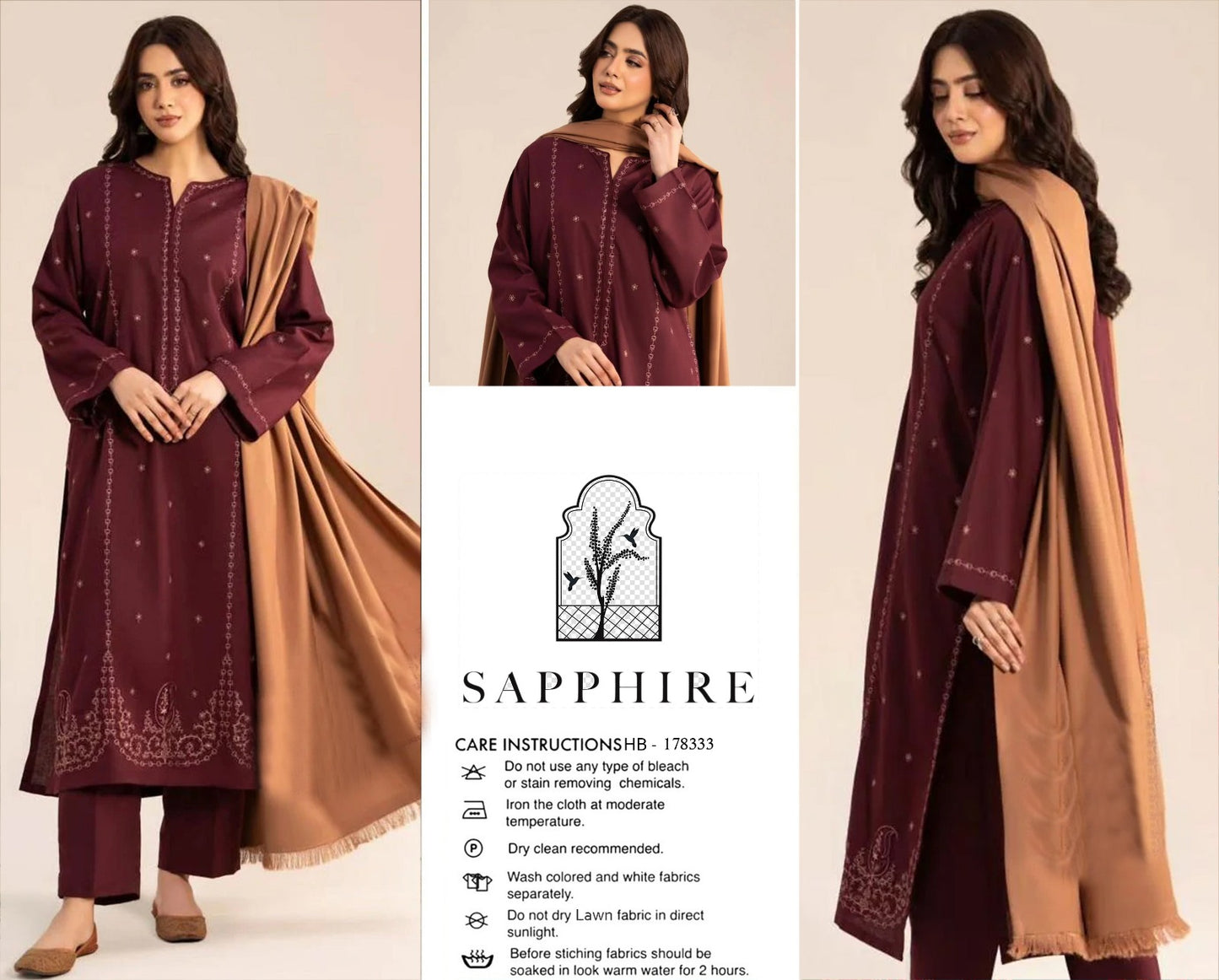 Sapphire Summer Lawn 2026 - SP 178333 | Embroidered 3 Piece