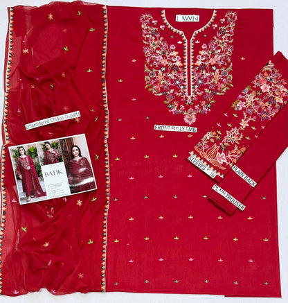 Batik Summer Lawn 2026 - BK 162333 | Embroidered 3 Piece