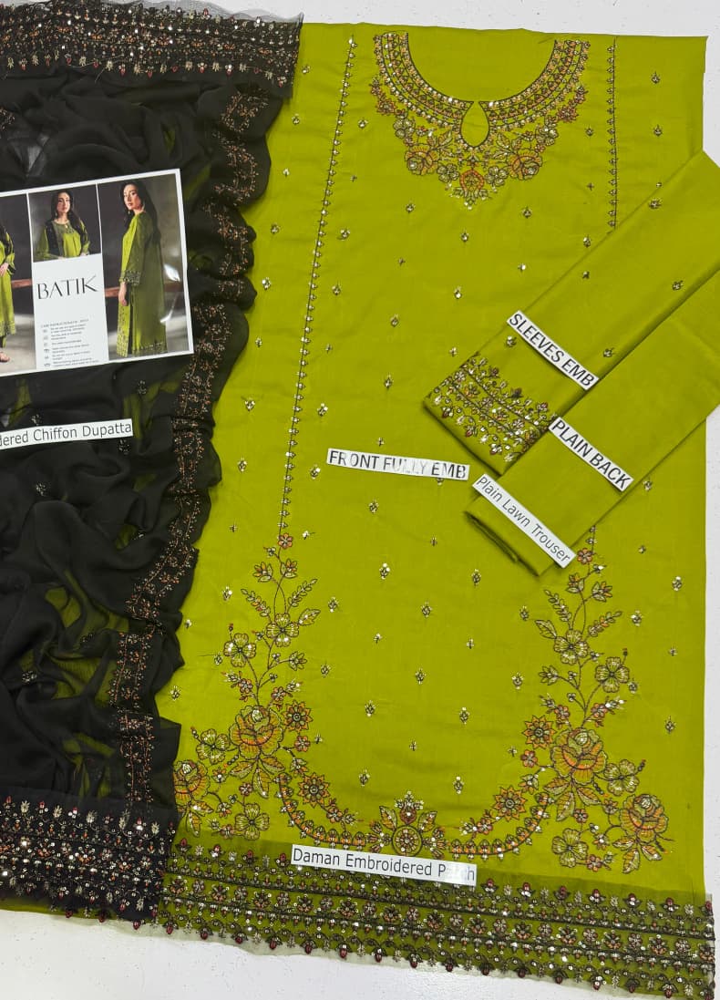 Batik Summer Lawn 2026 - BK 89333 | Embroidered 3 Piece with Sequence Work