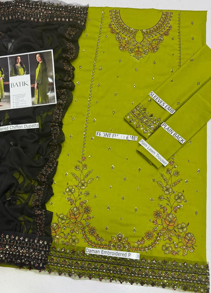 Batik Summer Lawn 2026 - BK 89333 | Embroidered 3 Piece with Sequence Work