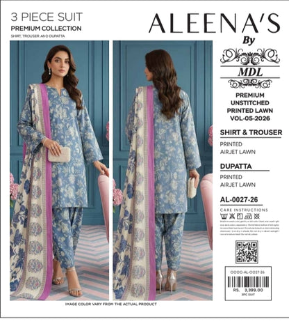 Aleena's by MDL Summer Lawn Vol-05-2026 | Premium Printed 3 Piece