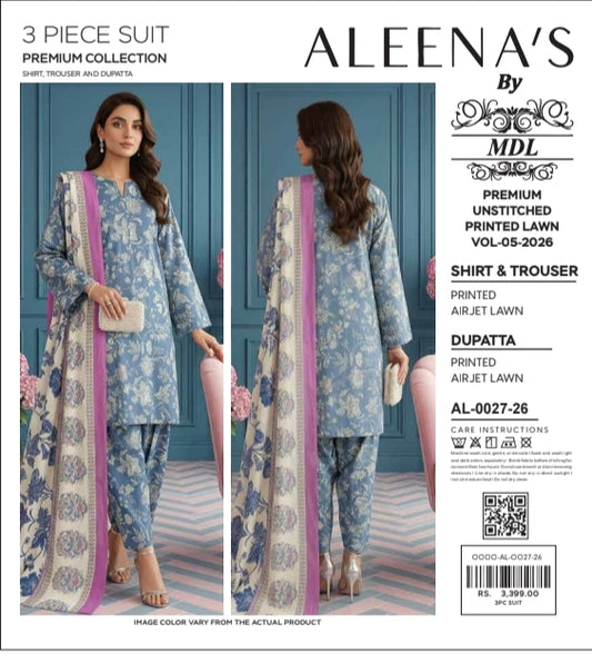 Aleena's by MDL Summer Lawn Vol-05-2026 | Premium Printed 3 Piece