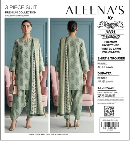 Aleena's by MDL Summer Lawn Vol-05-2026 | Premium Printed 3 Piece